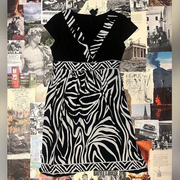 Y2k Enfocus studio zebra print mini dress - Picture 2 of 6